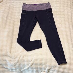 lululemon athletica Dark Purple Leggings with Lavender Waistband
